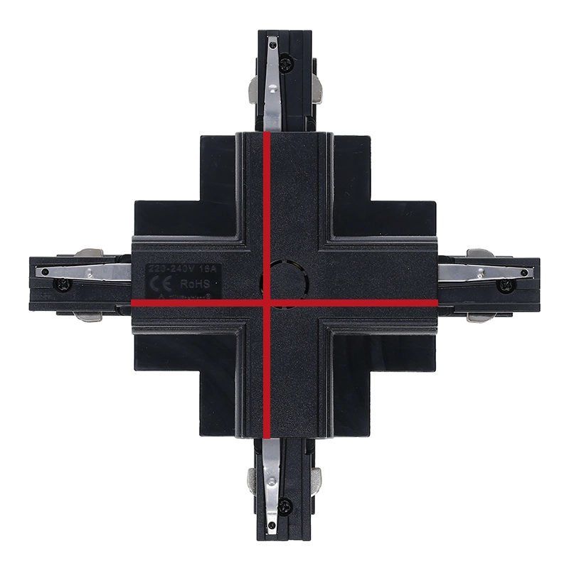 Inbouw 3-fase rail kruis-splitsing connector zwart