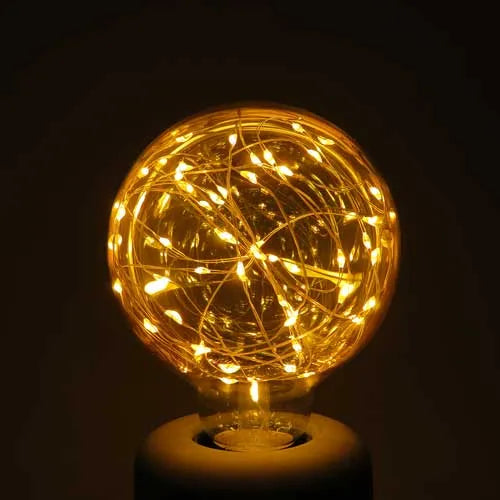 E27 LED-Lampe, Glühfaden G125, Kupferdraht, 1,5 W, 2100 K, bernsteinfarben