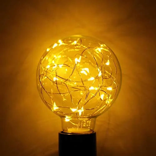 E27 LED-Lampe, Glühfaden G125, Kupferdraht, 1,5 W, 2100 K, bernsteinfarben