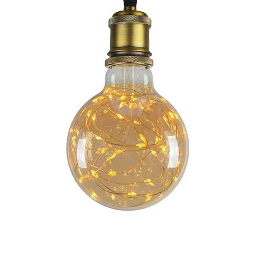 E27 LED-Lampe, Glühfaden G95, Kupferdraht, 1,5 W, 2100 K, bernsteinfarben