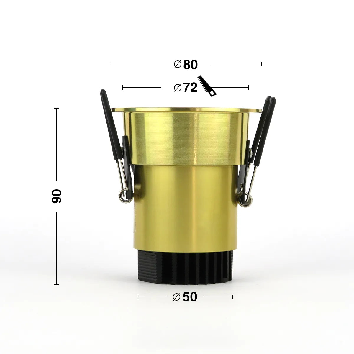 Goldener LED-Einbaustrahler 5W 3000K Warmweiß ⌀80mm Blendfrei