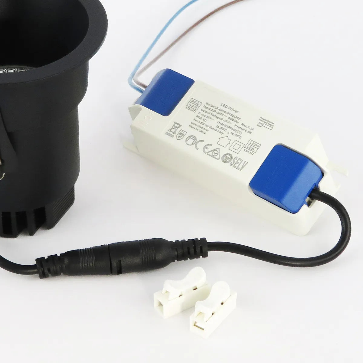 Schwarzer LED-Einbaustrahler 5W 3000K Warmweiß ⌀80mm Blendfrei