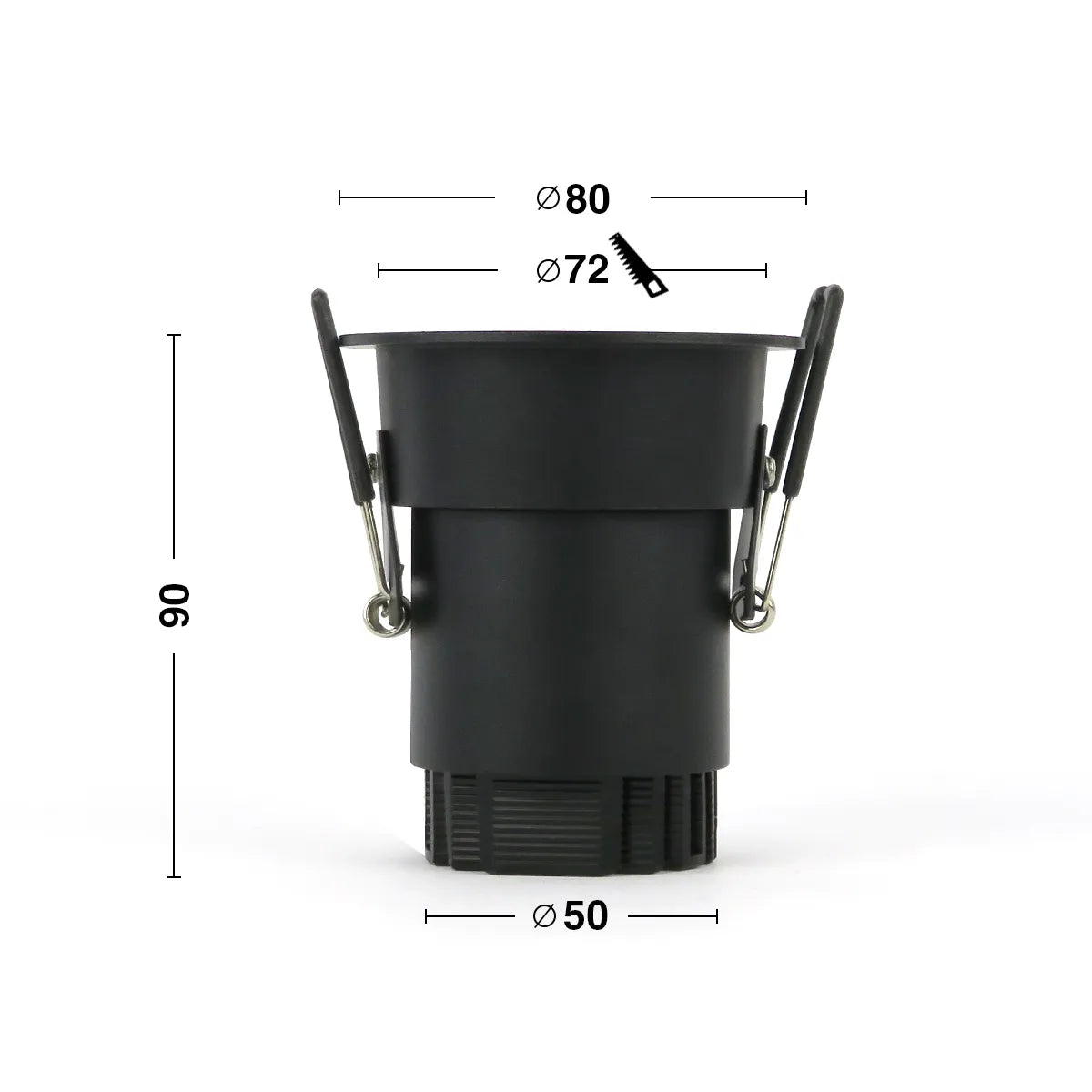 Schwarzer LED-Einbaustrahler 5W 3000K Warmweiß ⌀80mm Blendfrei