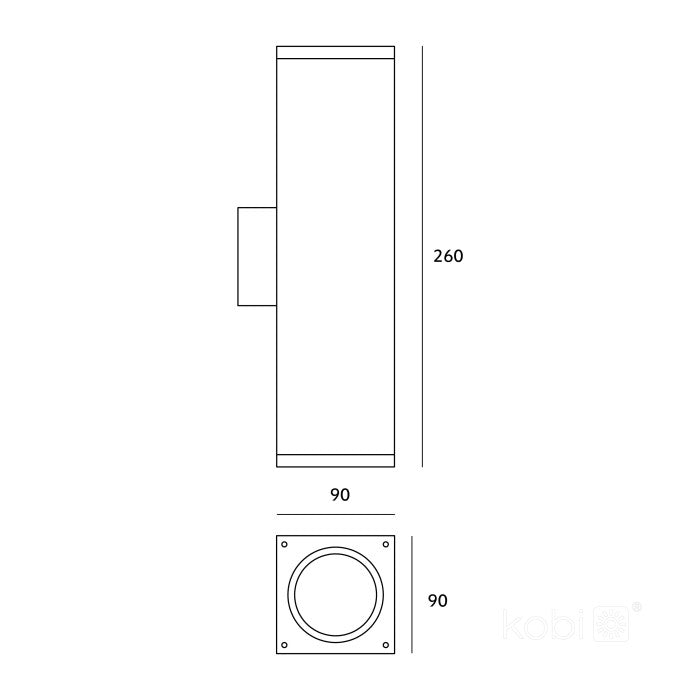 LED Wandleuchte bi-direktional 260mm quadratisch GU10 IP54