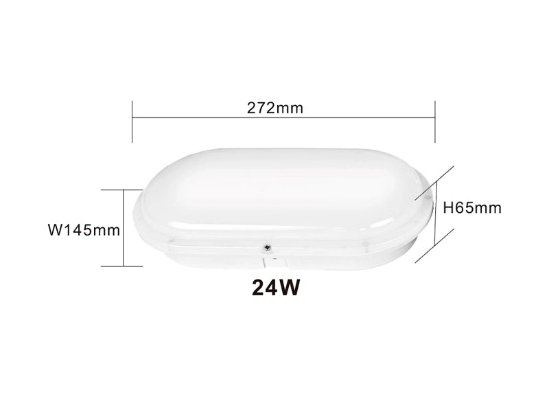 LED Bulkhead 272x145mm Oval 24W | IP66