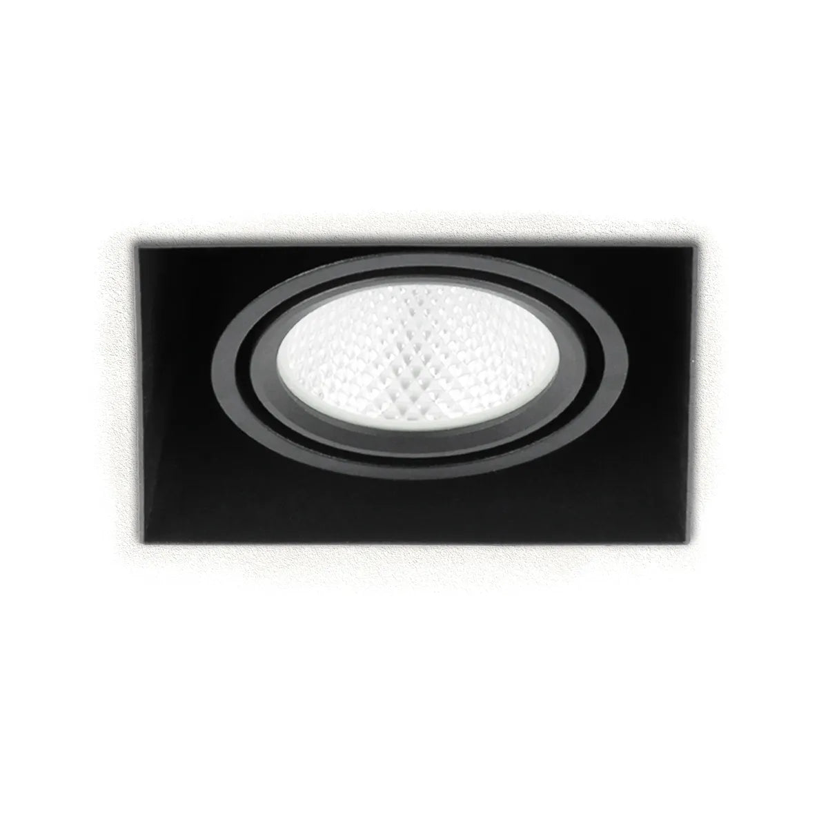 Schwarzer LED-Einbaustrahler 6W Trimless 3000K warmweiß quadratisch 89x89mm kippbar drehbar
