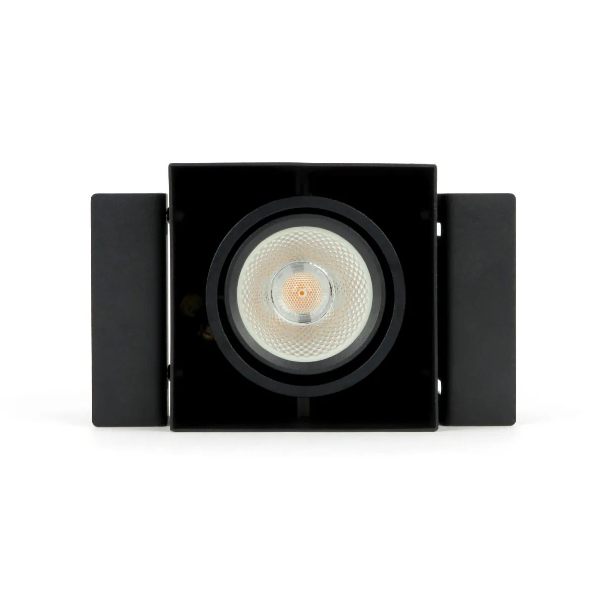 Schwarzer LED-Einbaustrahler 6W Trimless 3000K warmweiß quadratisch 89x89mm kippbar drehbar