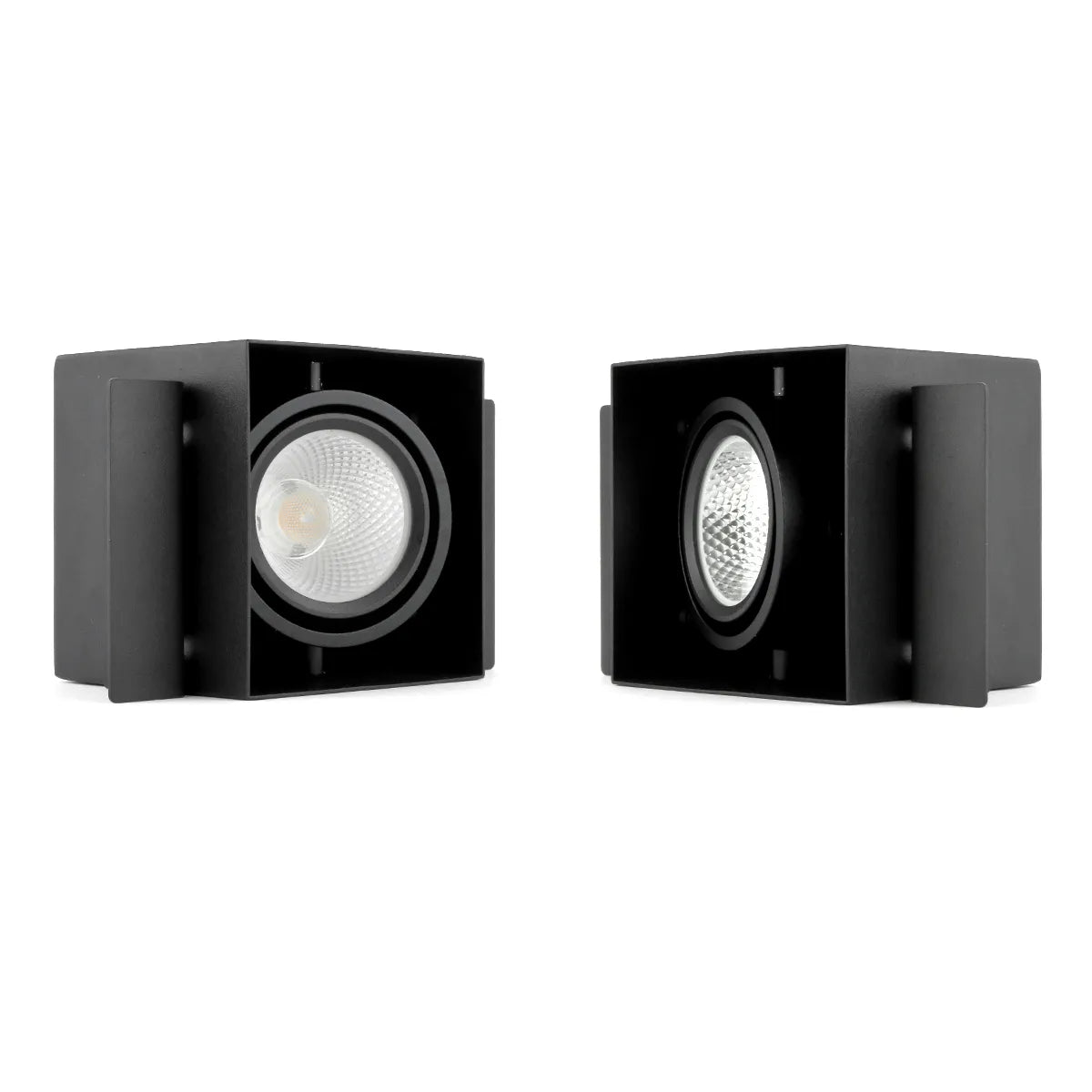 Schwarzer LED-Einbaustrahler 6W Trimless 3000K warmweiß quadratisch 89x89mm kippbar drehbar