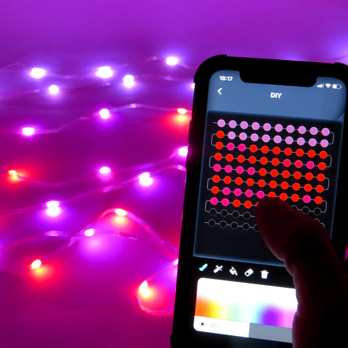 Intelligente LED-Weihnachtsbeleuchtung, Lichterkette RGB, 10 Meter, App-Steuerung, 5 Watt