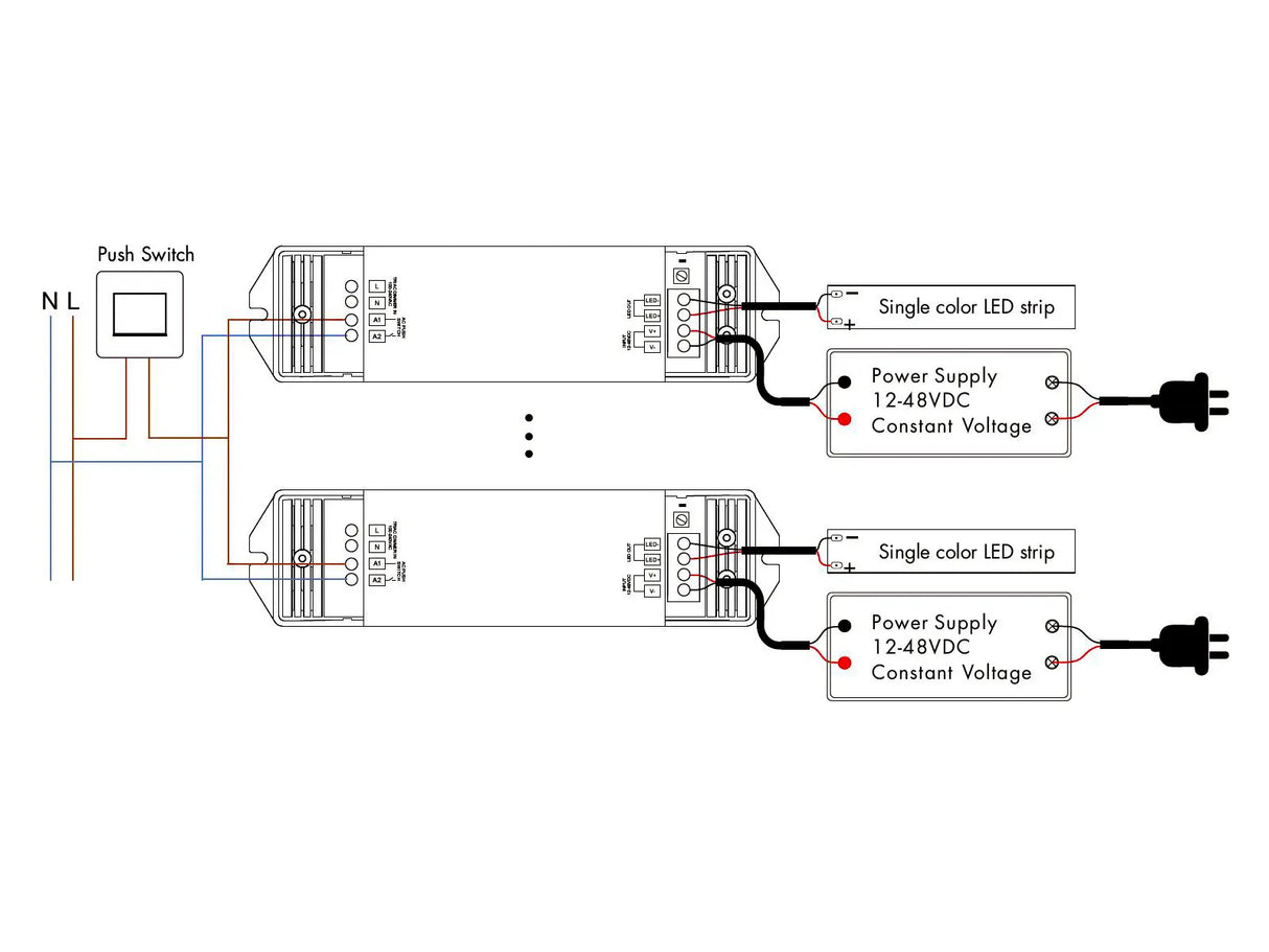 Dimmbarer LED-Streifen-Controller AC100V-240V 15A - für weißes Licht