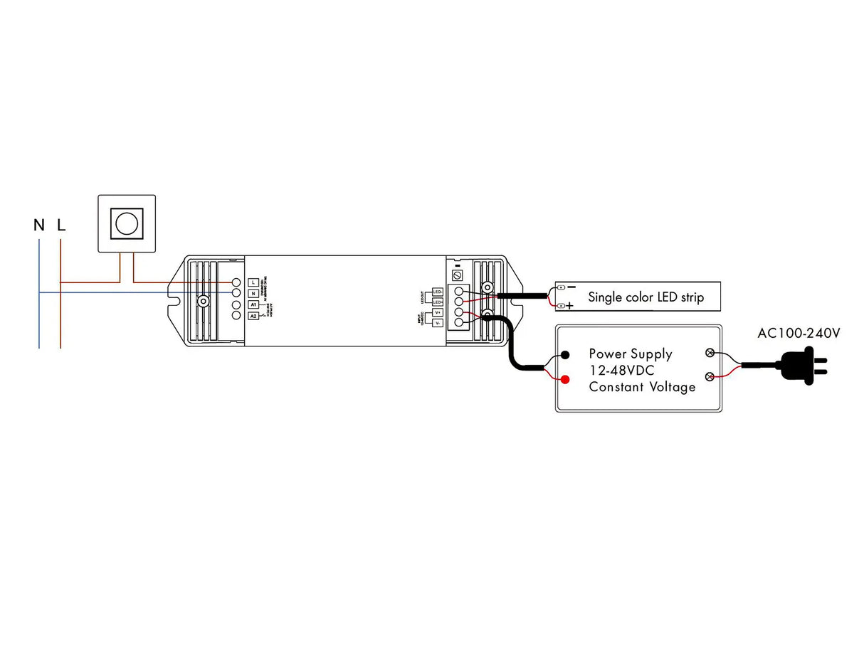Dimmbarer LED-Streifen-Controller AC100V-240V 15A - für weißes Licht