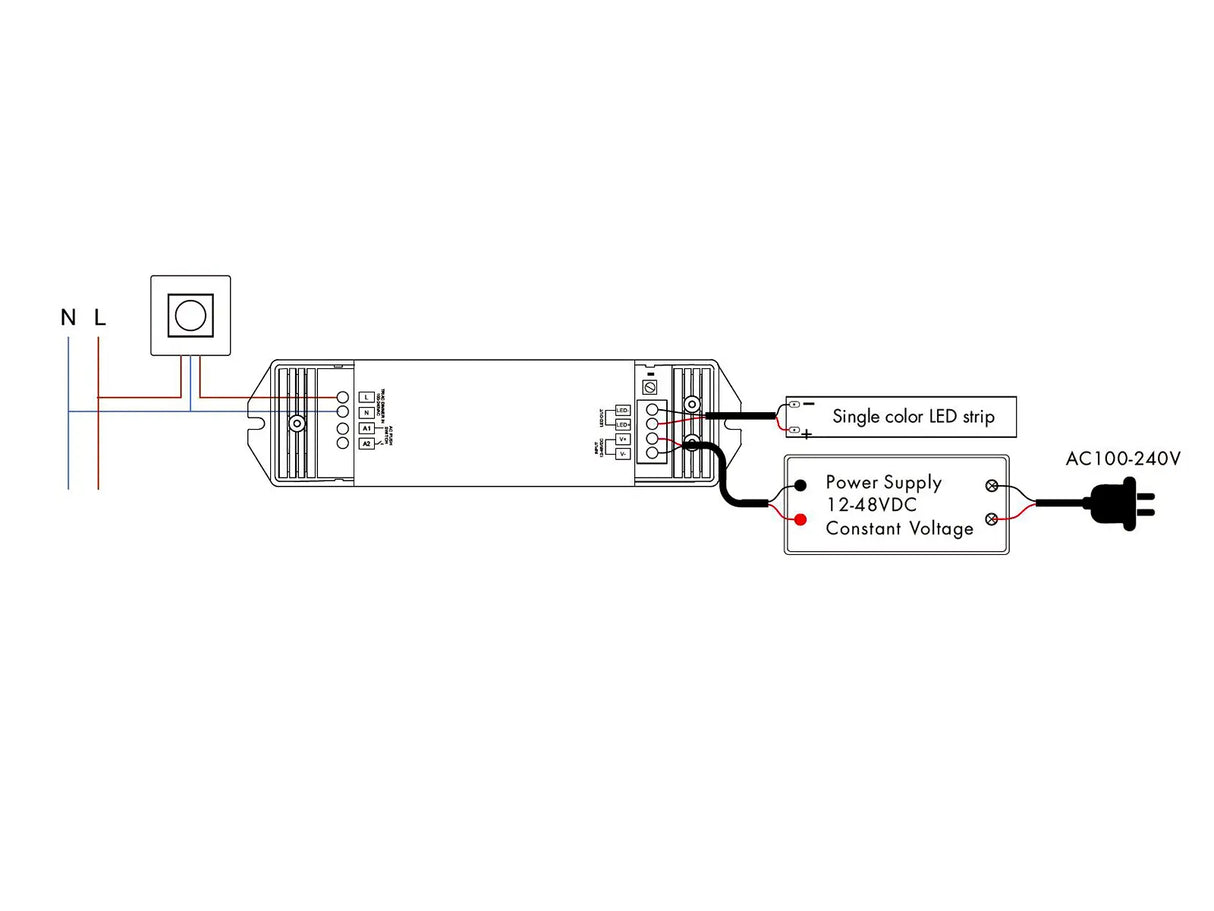 Dimmbarer LED-Streifen-Controller AC100V-240V 15A - für weißes Licht