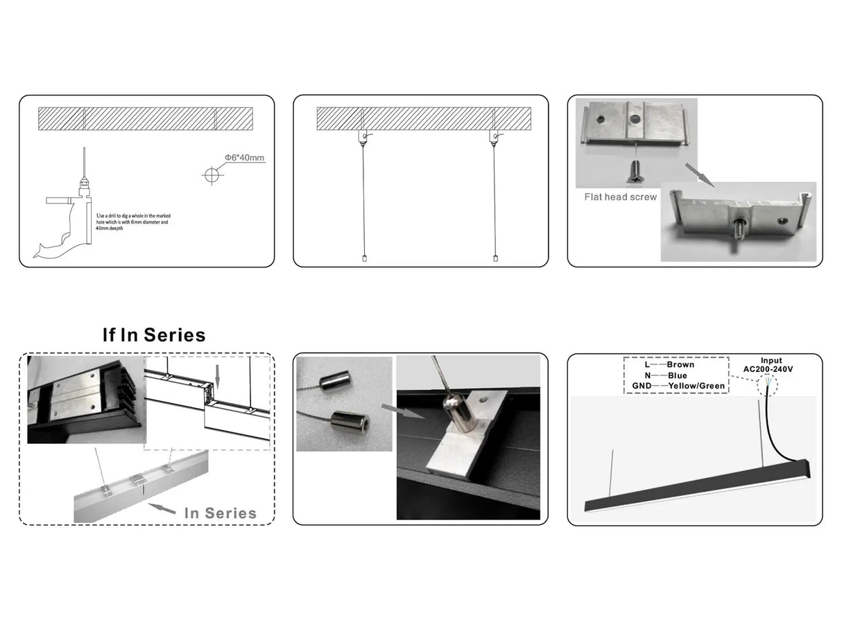 Hängende LED-Lichtleiste Schwarz 120cm 36W Anschließbar