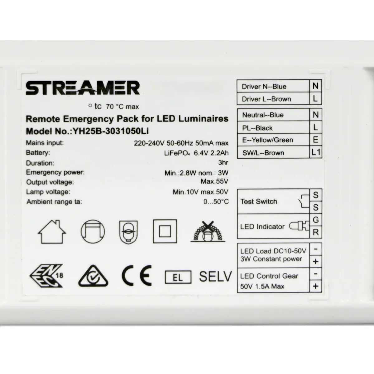 Notbatterie für externe LED-Treiber bis zu 180 Minuten