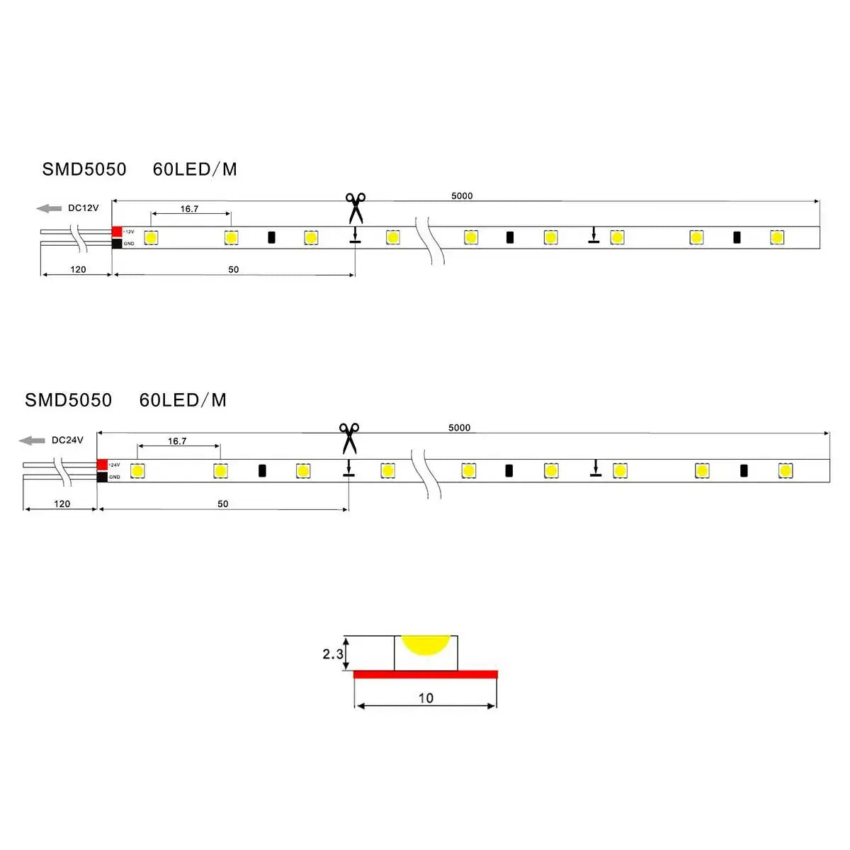 LED-Streifen 5 Meter SMD5050 Pro-X 60LEDS/m