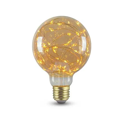 E27 LED-Lampe, Glühfaden G95, Kupferdraht, 1,5 W, 2100 K, bernsteinfarben