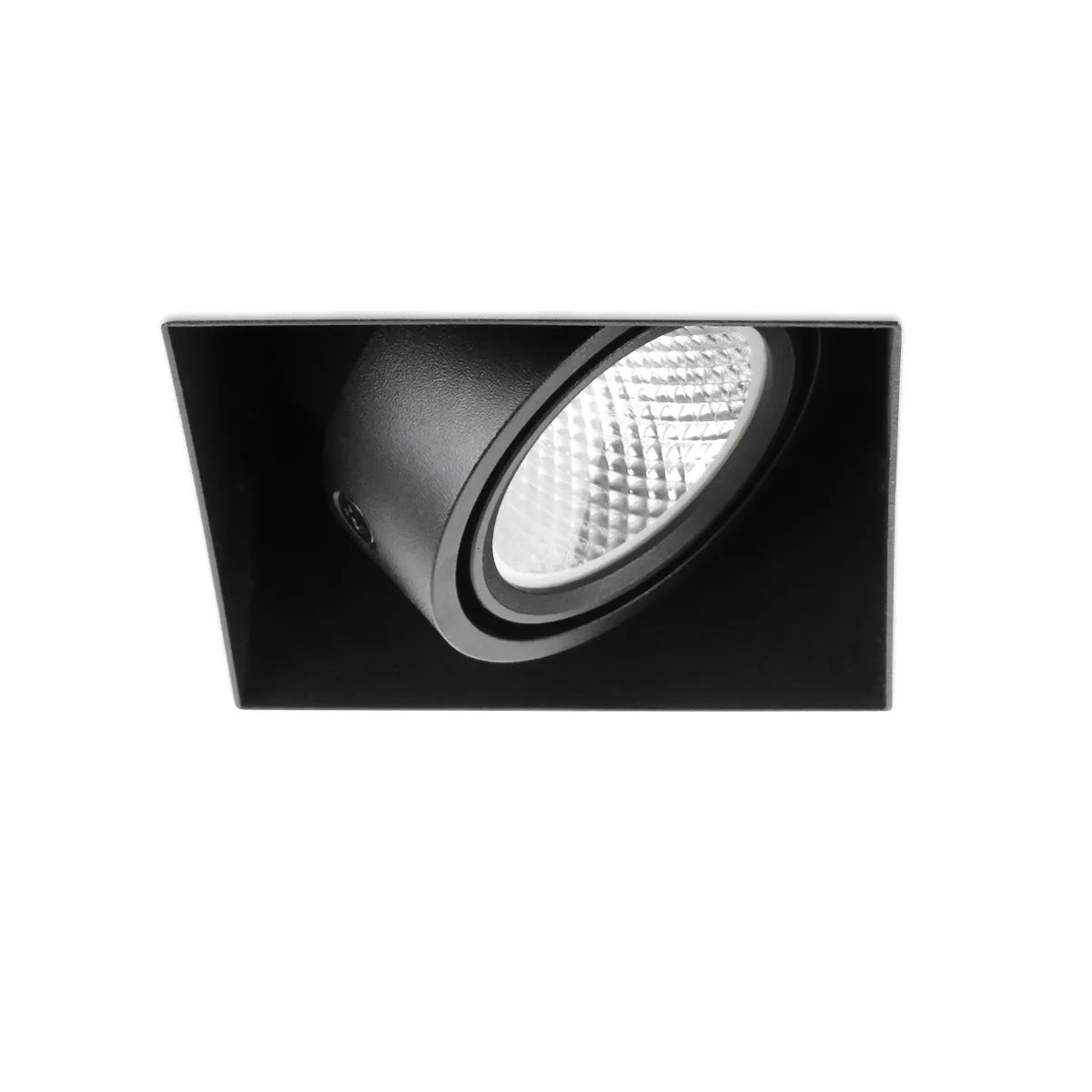 Schwarzer LED-Einbaustrahler 6W Trimless 3000K warmweiß quadratisch 89x89mm kippbar drehbar
