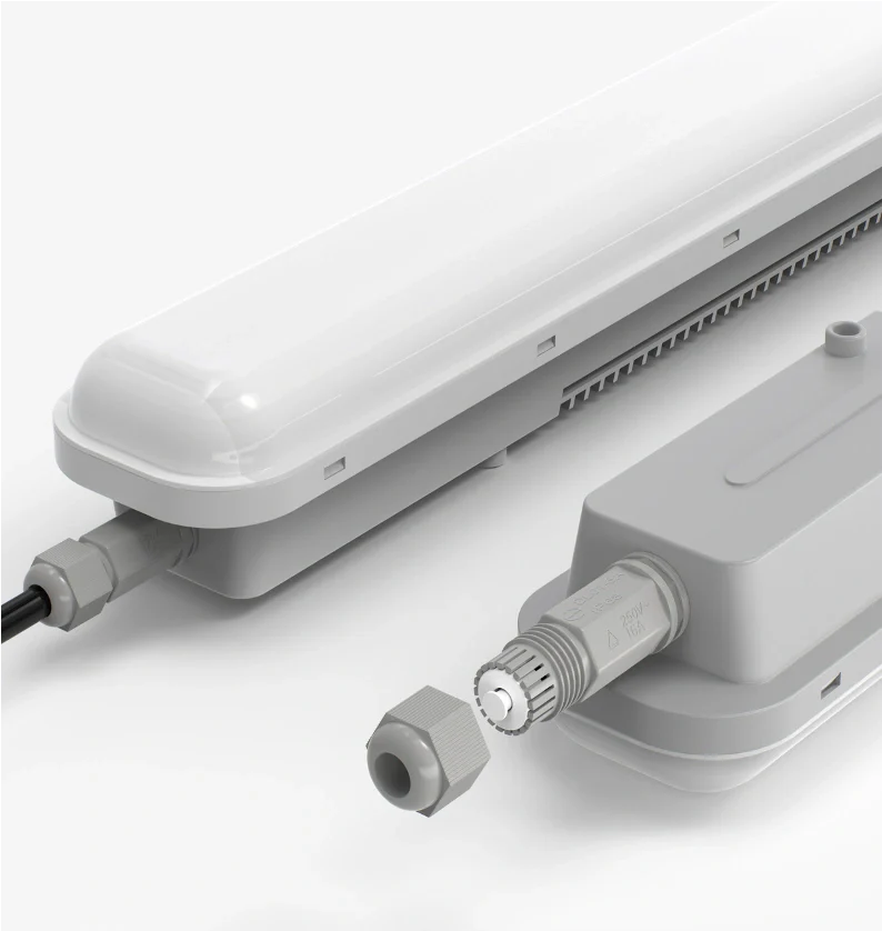 Close-up van Tri proof lamp, in witte setting