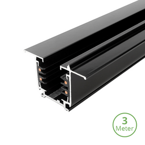 Inbouw 3-fase LED rail zwart 300 cm