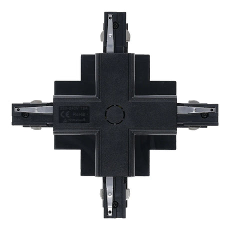 Inbouw 3-fase rail kruis-splitsing connector zwart