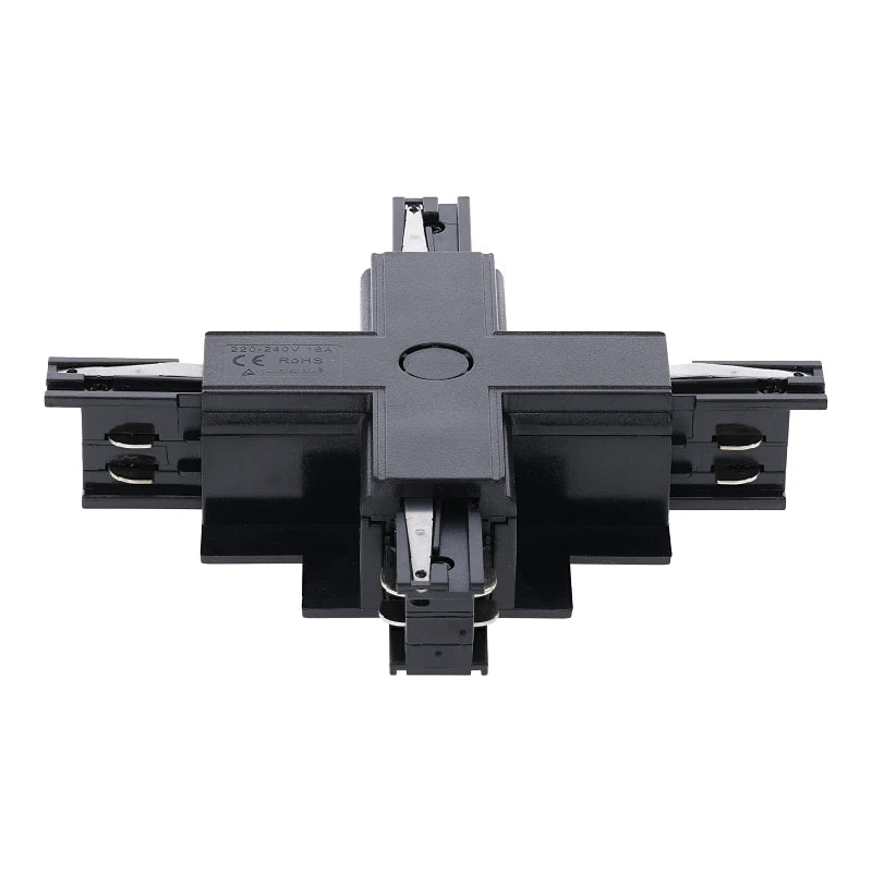 Inbouw 3-fase rail kruis-splitsing connector zwart