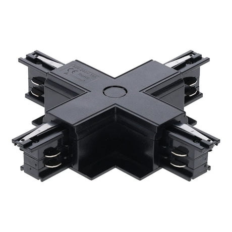 Inbouw 3-fase rail kruis-splitsing connector zwart
