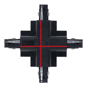 Inbouw 3-fase rail kruis-splitsing connector zwart
