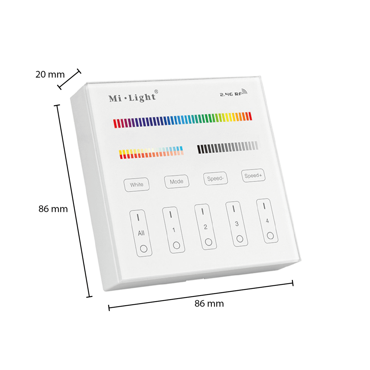 Mi-Light Wandsteuerung 4 Gruppen | RGB+CCT