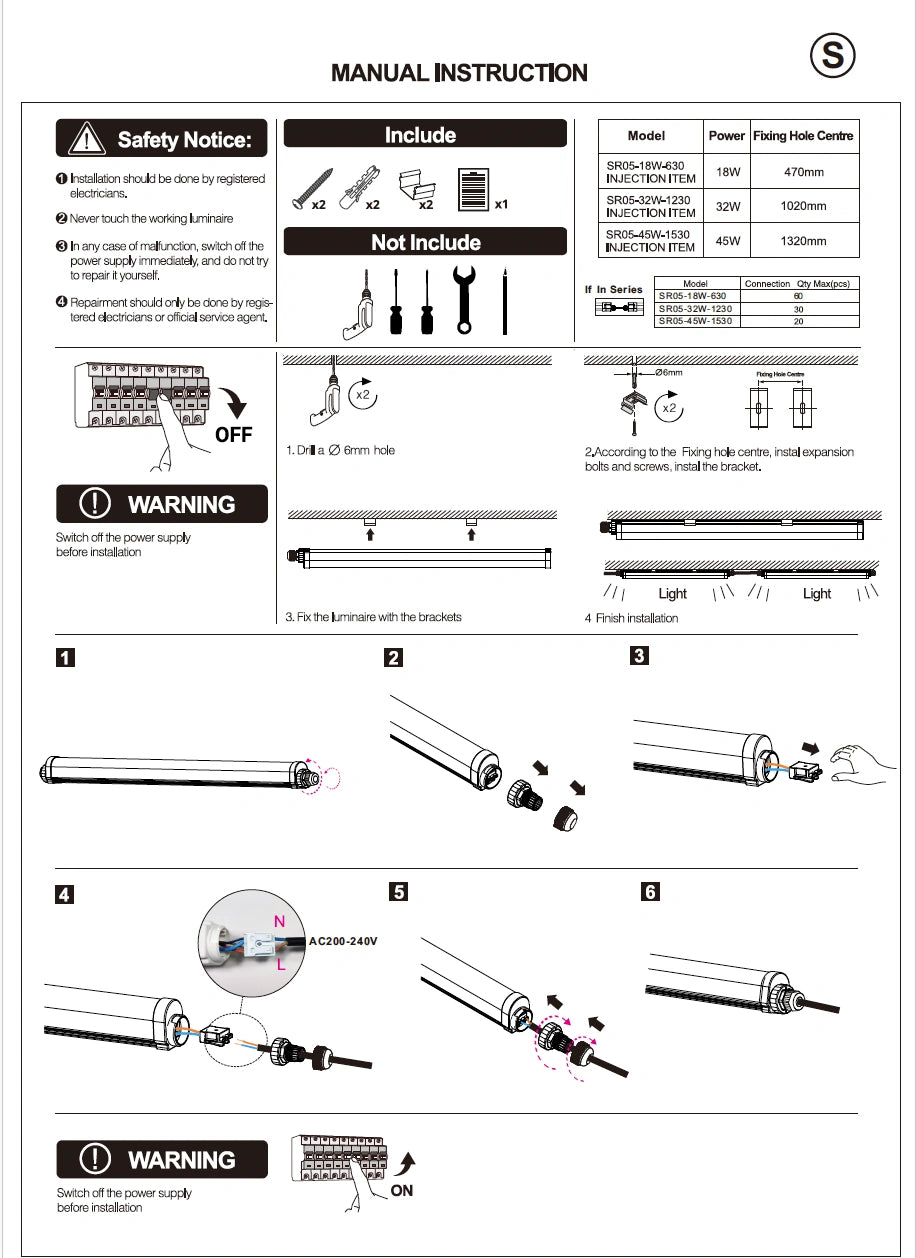 LED Tri-proof EntryLine 150cm 45W IP65 140 lm/W - verbindbar
