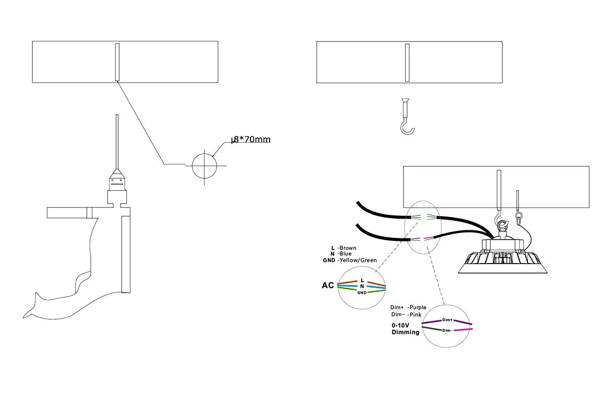 LED UFO Hallenstrahler 150W 210lm/W Philips LED Driver IP65 Dimmbar