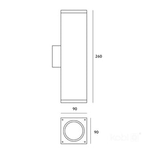 LED Wandleuchte bi-direktional 260mm quadratisch GU10 IP54