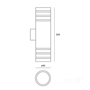 LED Wandleuchte bi-direktional 90x260mm rund GU10 IP54