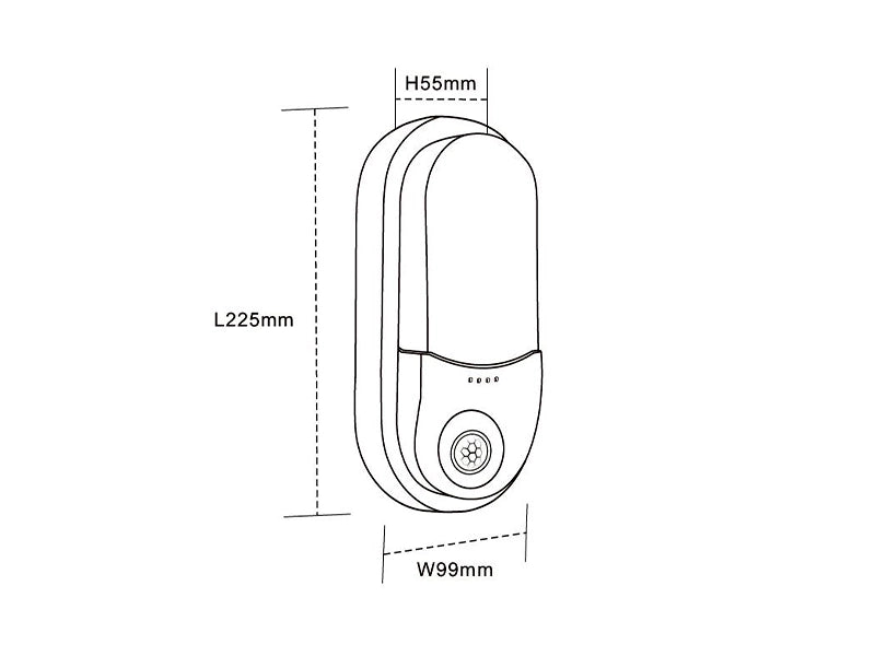 LED Bulkhead 212x113mm Oval 15W IP66 | Mit Bewegungsmelder
