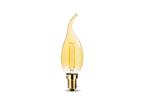 E14 LED Lamp filament vlam 5W 2200K dimbaar, recht van voren (foto 1)