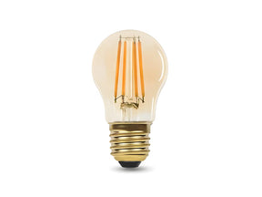 E27 LED Lamp filament P45 4W 2200K Amber dimbaar, recht van voren en in close-up