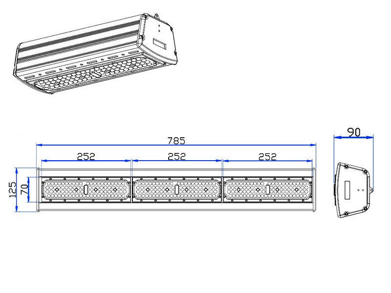 LED Highbay linear 785mm 150W 150lm/W Sosen Driver Dimmbar IP65