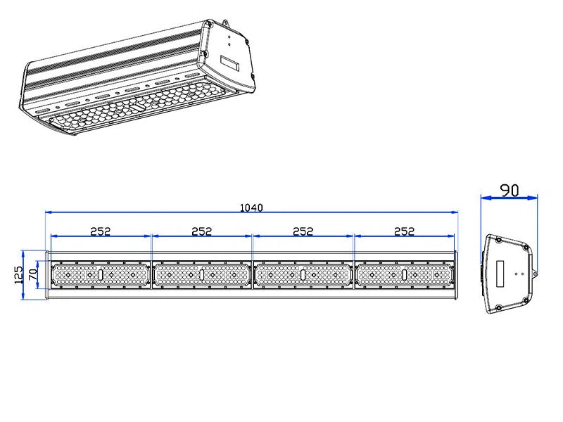 LED Highbay linear 1040 mm 200 W 150 lm/W Sosen-Treiber dimmbar IP65