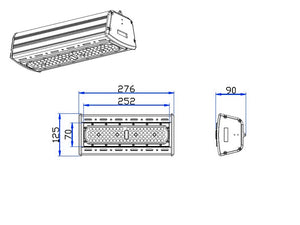 LED-Hallenstrahler linear 276 mm 50 W 150 lm/W Sosen-Treiber dimmbar IP65