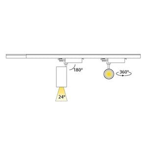 Spot sur rail LED triphasé 20W CRI&gt;90