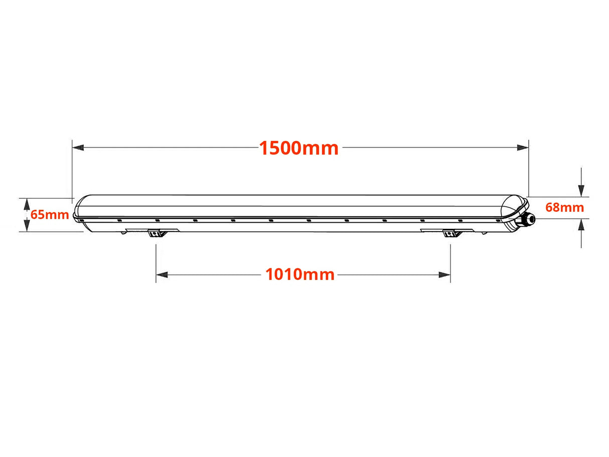 LED Tri-Proof Light 150cm 50W IP65 Philips Driver 190 lm/W