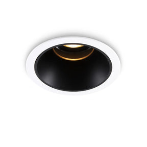 LED Inbouwspot 5W 3000K warm wit ⌀83mm kantelbaar Zwart met witte rand, 3000K en onderkant in beeld
